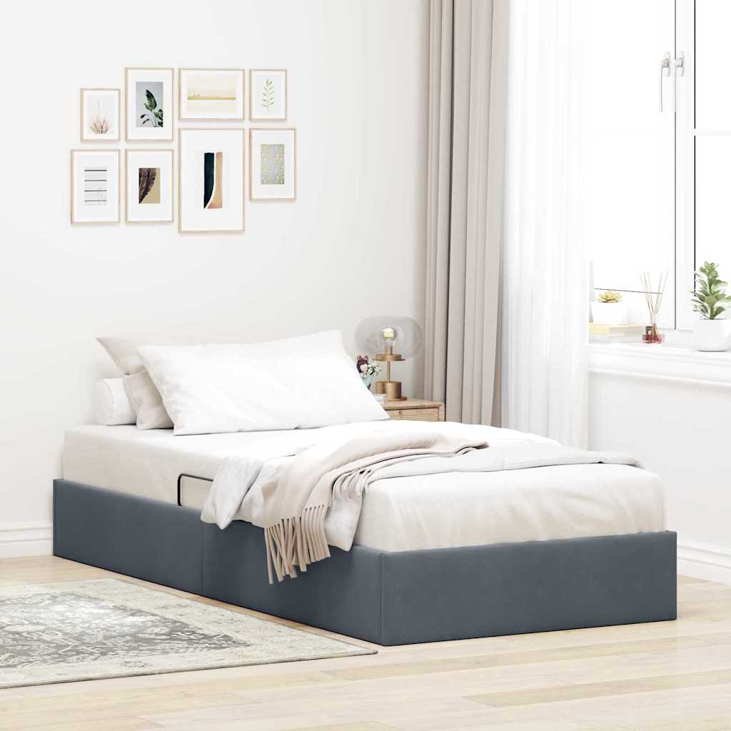 Κρεβάτι Αποθήκης με στρώμα Σκούρο Γκρι 100 x 190 cm Βελούδο - Pakobazaar