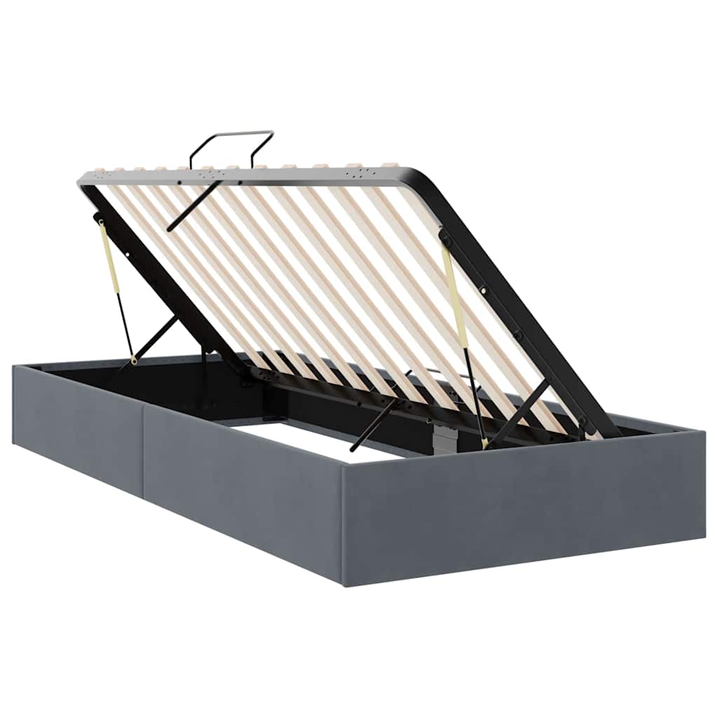 Κρεβάτι Αποθήκης με στρώμα Σκούρο Γκρι 100 x 190 cm Βελούδο - Pakobazaar