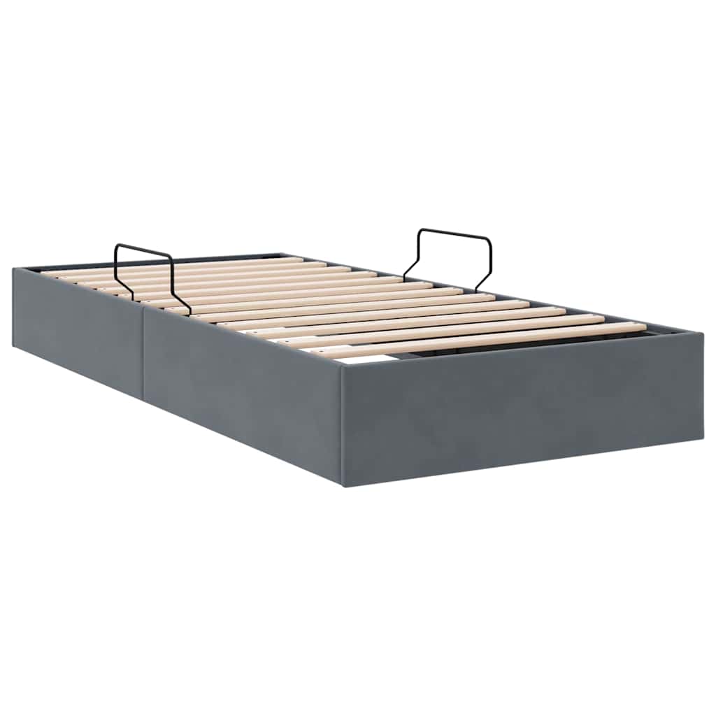 Κρεβάτι Αποθήκης με στρώμα Σκούρο Γκρι 100 x 190 cm Βελούδο - Pakobazaar