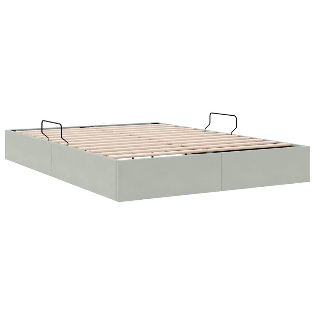 Κρεβάτι Αποθήκης Ανοιχτό γκρι 137 x 190 cm Βελούδο