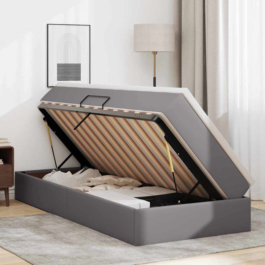 Κρεβάτι με αποθηκευτικό χώρο και στρώμα Γκρι 90 x 190 cm - Pakobazaar