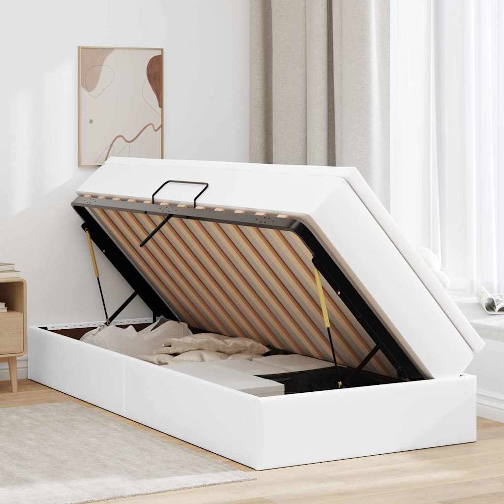 Κρεβάτι με αποθηκευτικό χώρο και στρώμα Λευκό 90 x 200 cm - Pakobazaar