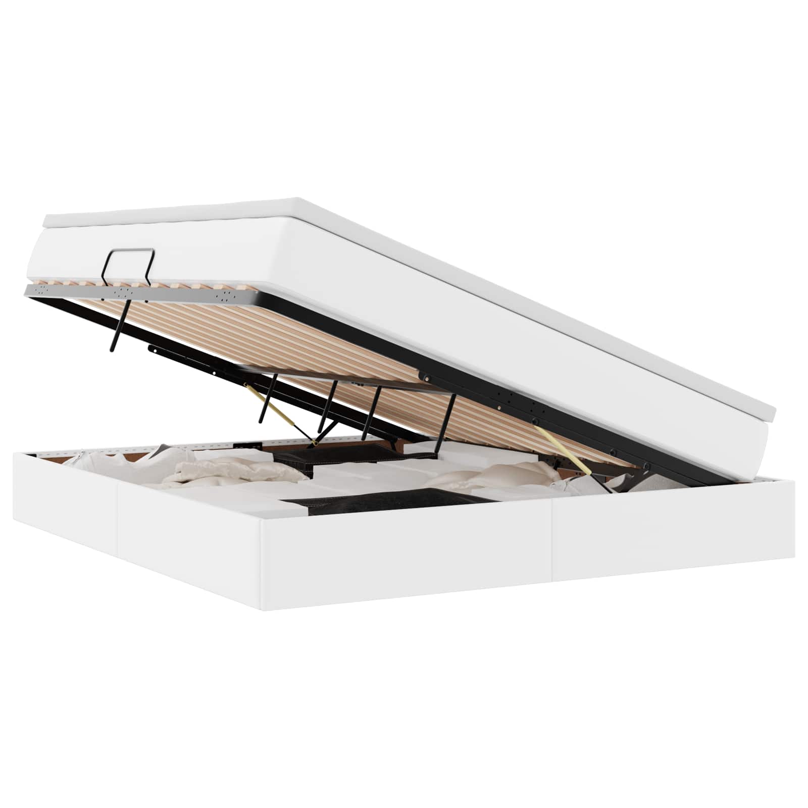 Κρεβάτι με αποθηκευτικό χώρο και στρώμα Λευκό 160 x 200 cm - Pakobazaar