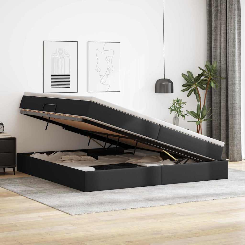 Κρεβάτι με αποθηκευτικό χώρο και στρώμα Μαύρο 200 x 200 cm - Pakobazaar
