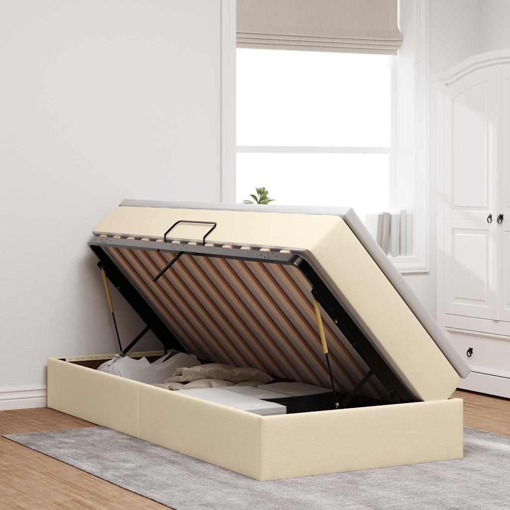 Κρεβάτι με αποθηκευτικό χώρο και στρώμα Κρεμ 100 x 200 cm