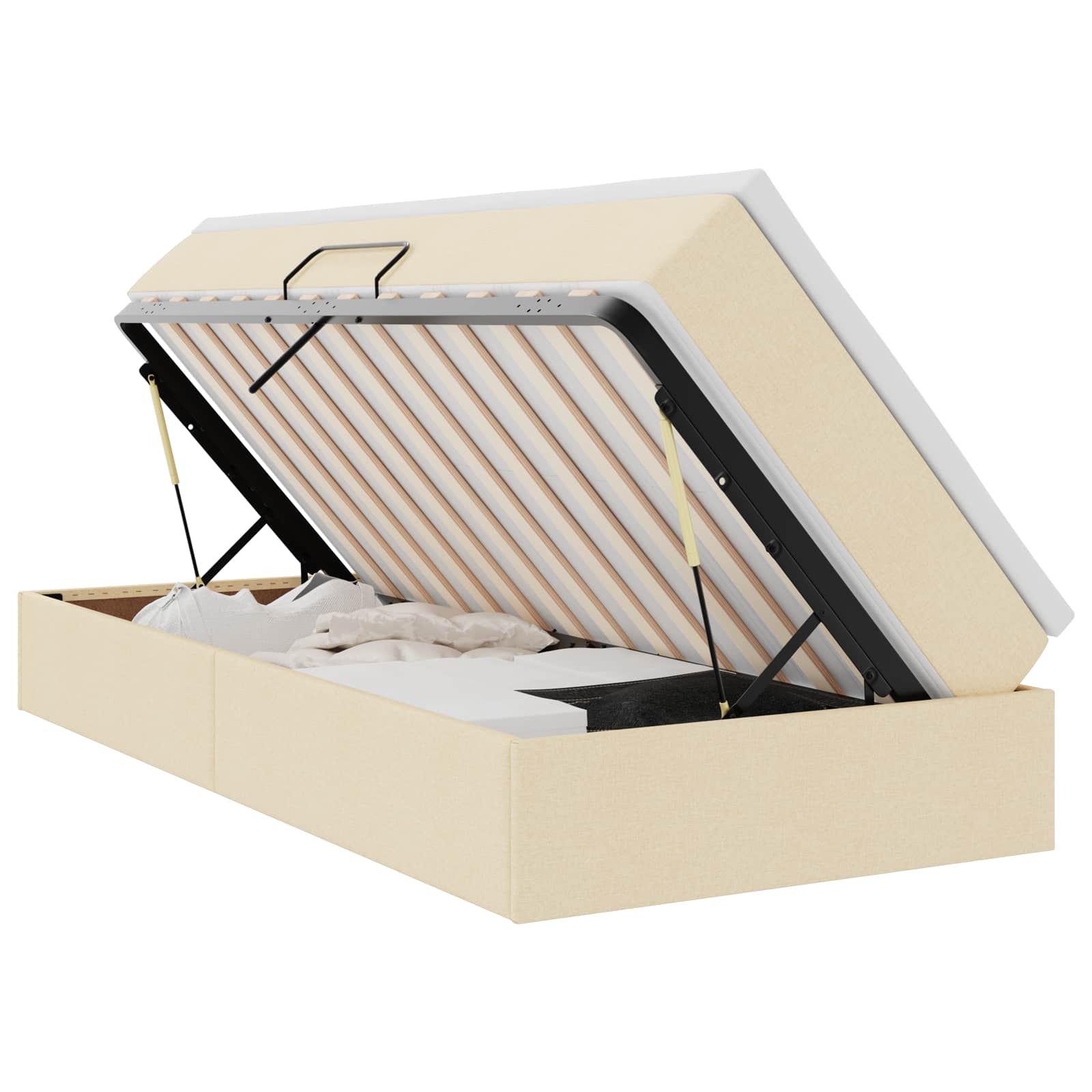 Κρεβάτι με αποθηκευτικό χώρο και στρώμα Κρεμ 100 x 200 cm