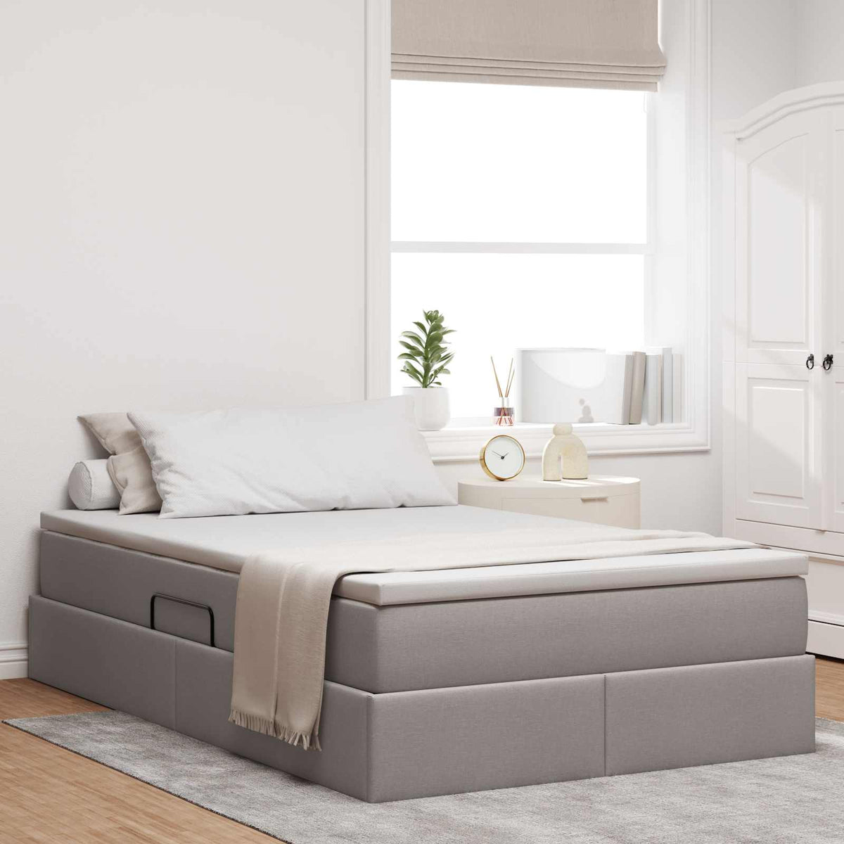 Κρεβάτι με αποθηκευτικό χώρο και στρώμα Taupe 120 x 190 cm - Pakobazaar