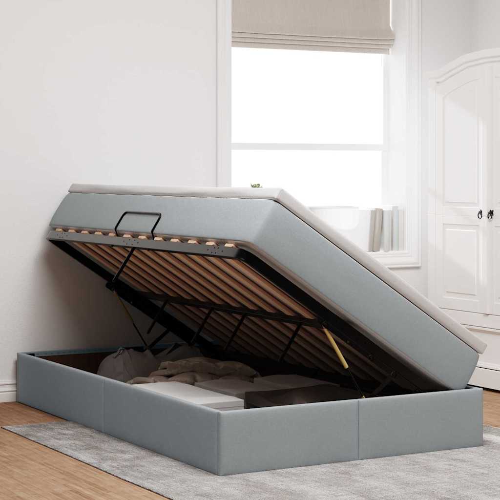 Κρεβάτι με αποθηκευτικό χώρο και στρώμα με στρώμα Ανοιχτό γκρι - Pakobazaar