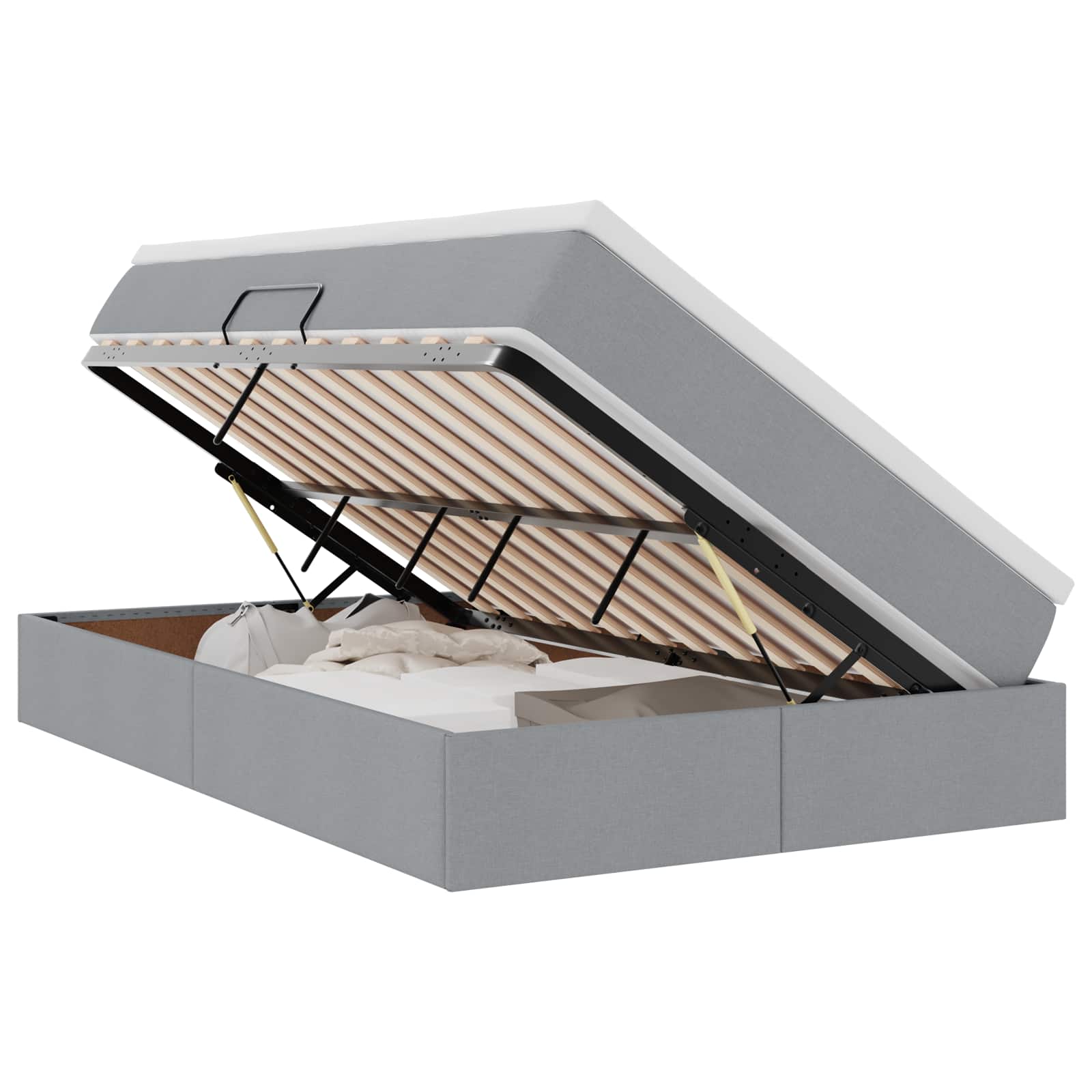 Κρεβάτι με αποθηκευτικό χώρο και στρώμα με στρώμα Ανοιχτό γκρι - Pakobazaar