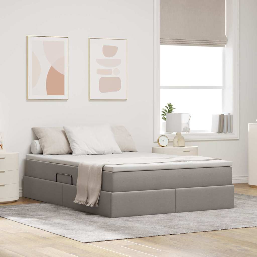 Κρεβάτι με αποθηκευτικό χώρο και στρώμα Taupe 140 x 190 cm