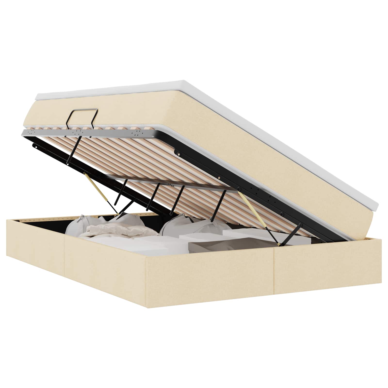 Κρεβάτι με αποθηκευτικό χώρο και στρώμα Κρεμ 140 x 190 cm - Pakobazaar