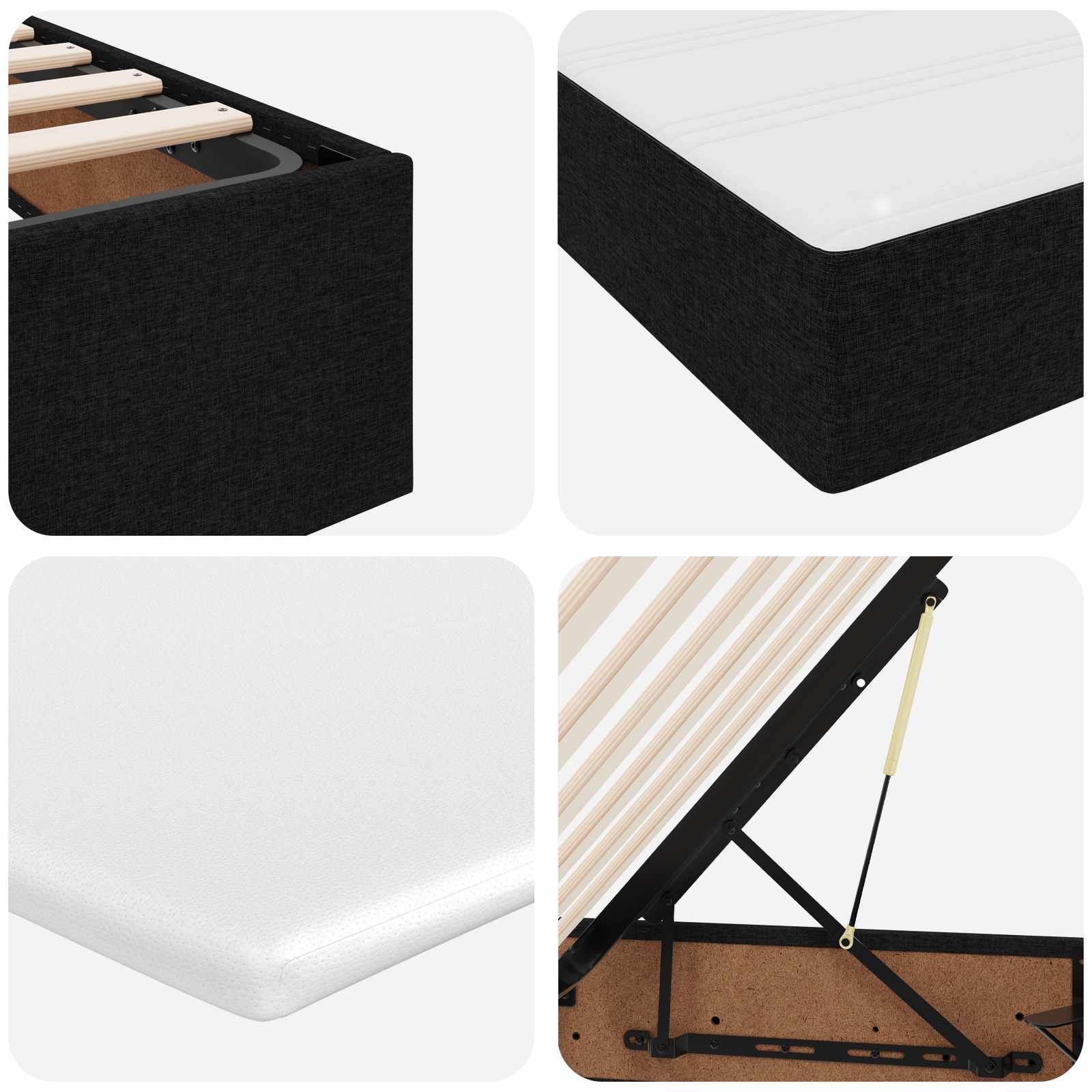 Κρεβάτι με αποθηκευτικό χώρο και στρώμα Μαύρο 140 x 200 cm