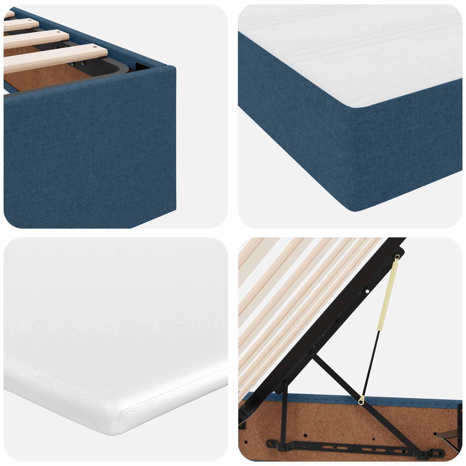 Κρεβάτι με αποθηκευτικό χώρο και στρώμα Μπλε 160 x 200 cm - Pakobazaar