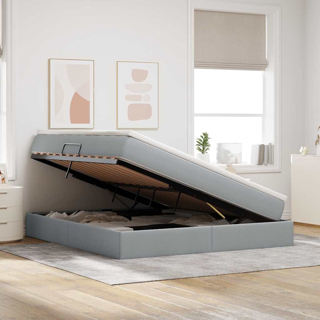 Κρεβάτι με αποθηκευτικό χώρο και στρώμα με στρώμα Ανοιχτό γκρι