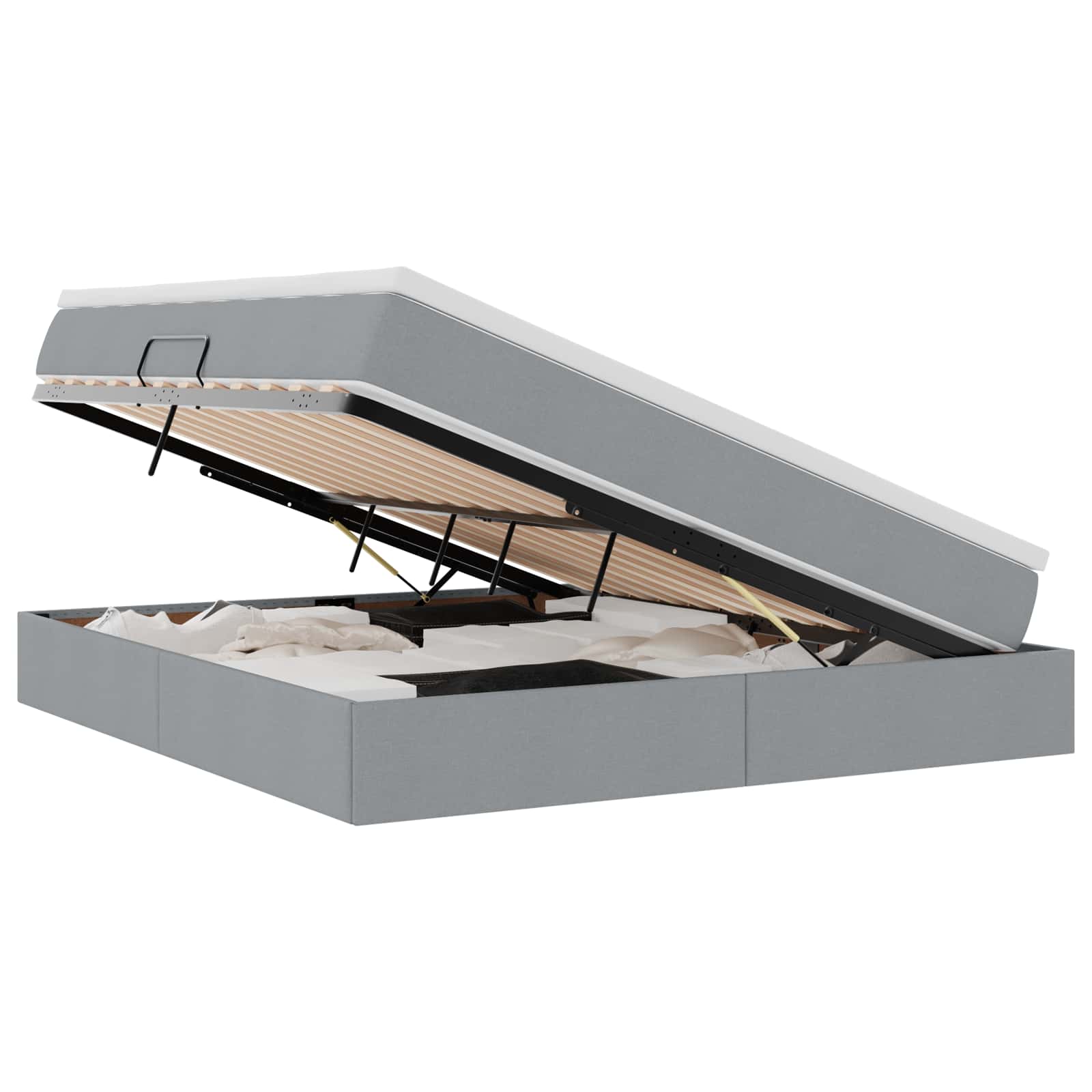 Κρεβάτι με αποθηκευτικό χώρο και στρώμα με στρώμα Ανοιχτό γκρι