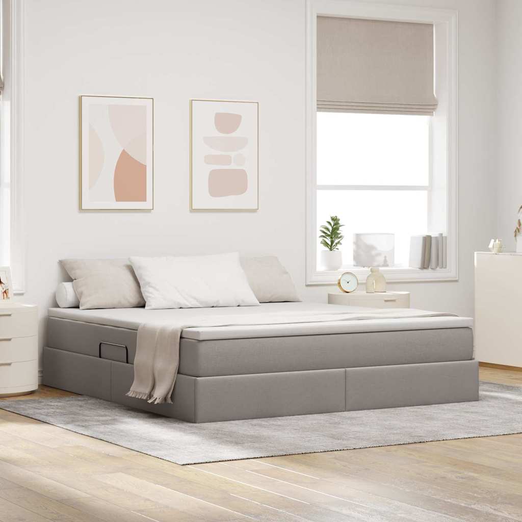 Κρεβάτι με αποθηκευτικό χώρο και στρώμα Taupe 180 x 200 cm - Pakobazaar