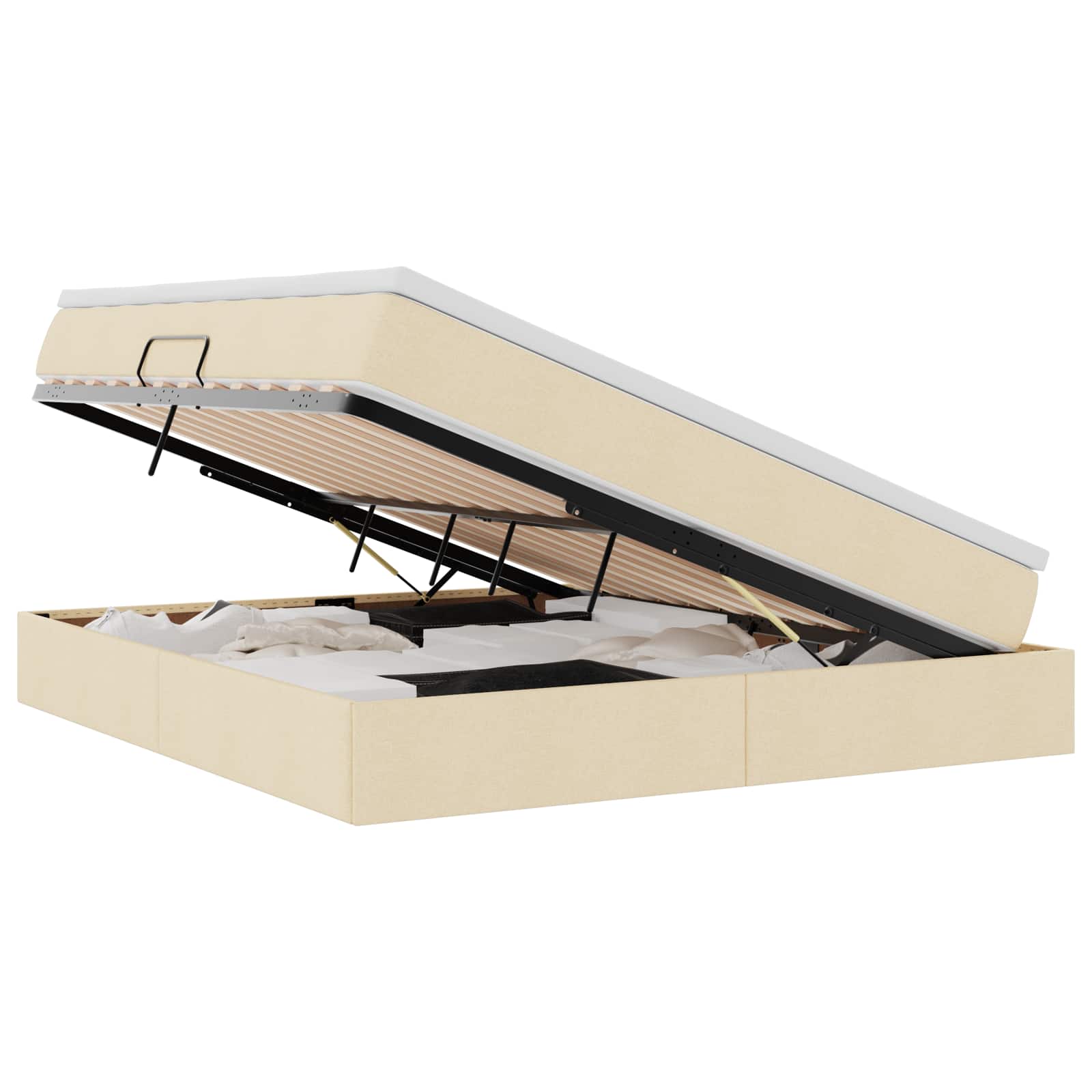Κρεβάτι με αποθηκευτικό χώρο και στρώμα Κρεμ 180 x 200 cm