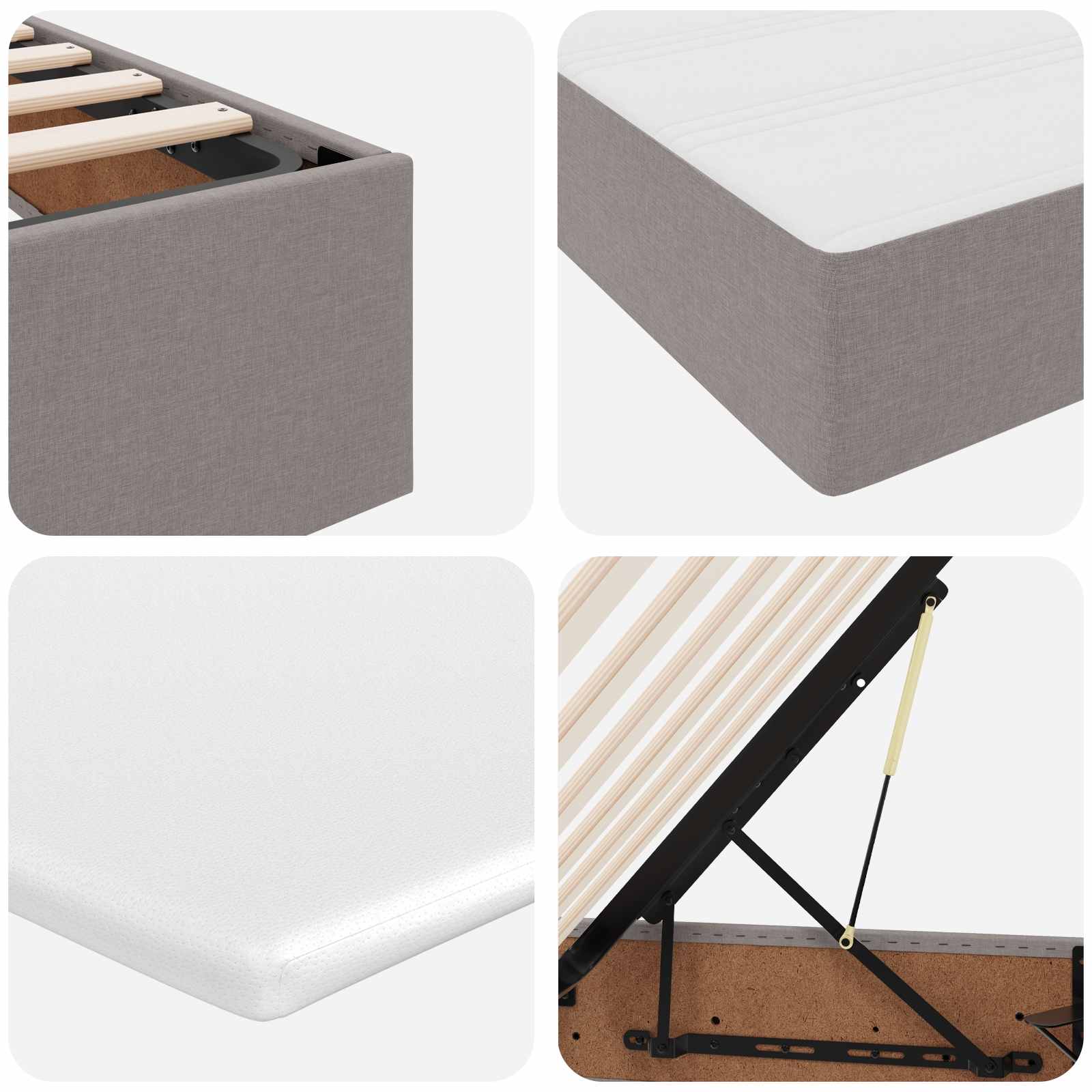 Κρεβάτι με αποθηκευτικό χώρο και στρώμα Taupe 200 x 200 cm - Pakobazaar