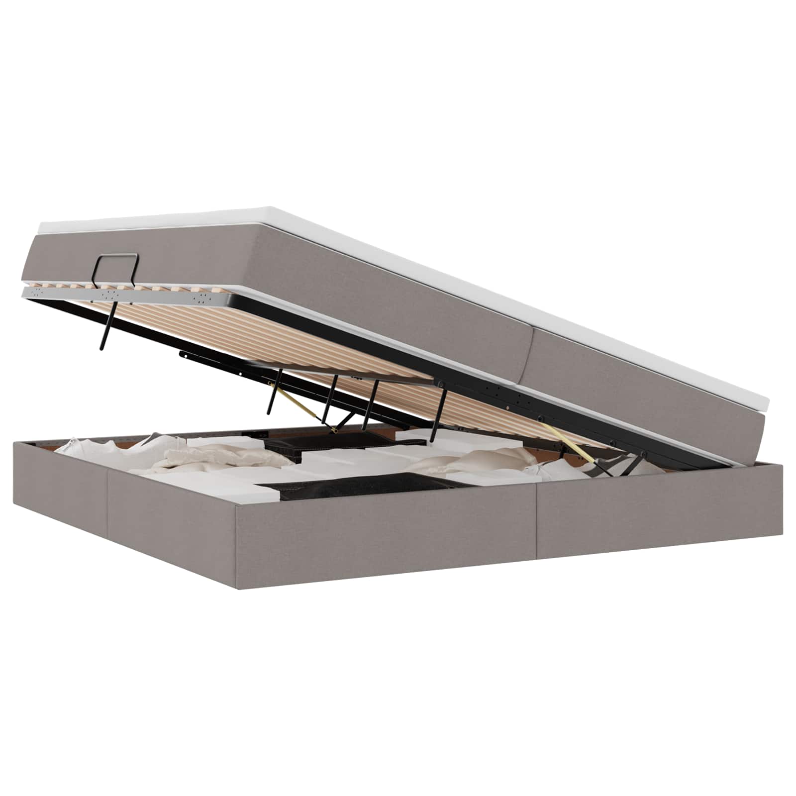Κρεβάτι με αποθηκευτικό χώρο και στρώμα Taupe 200 x 200 cm - Pakobazaar