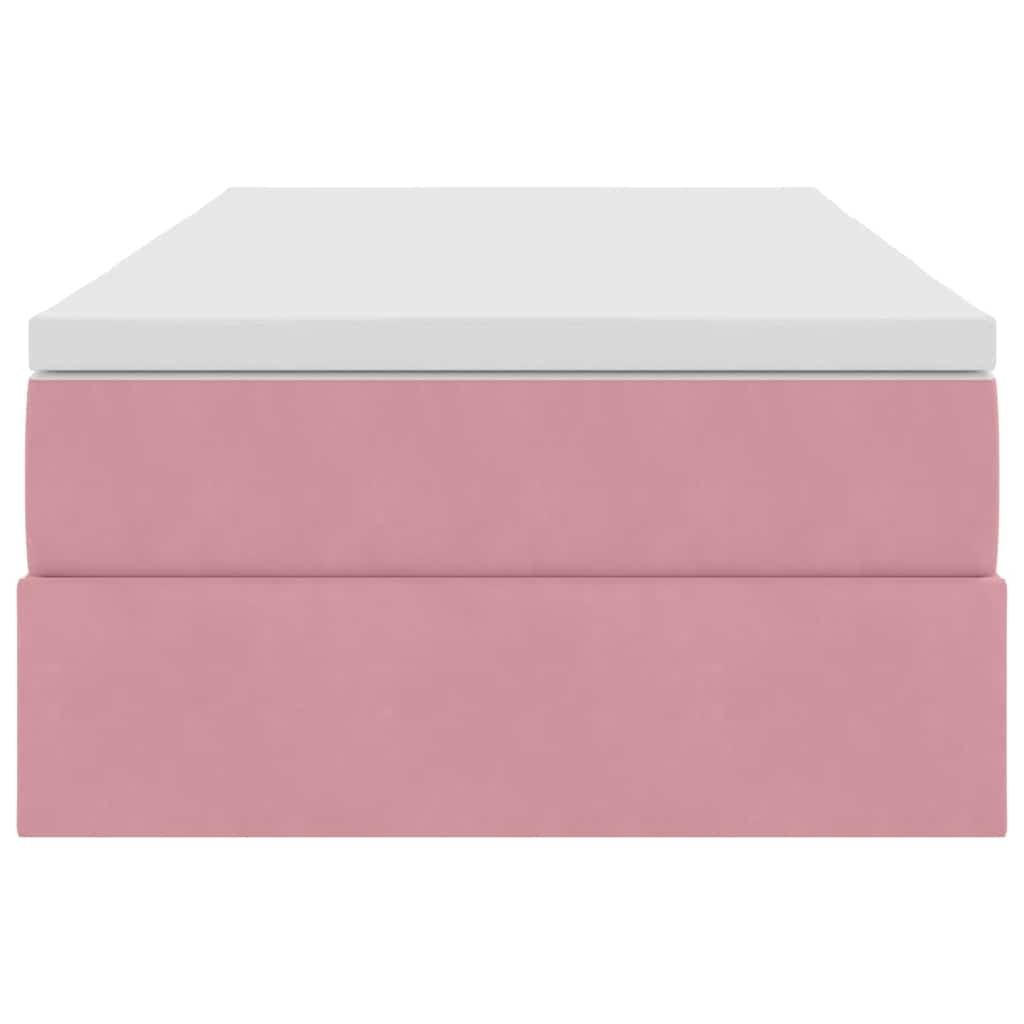 Κρεβάτι με αποθηκευτικό χώρο και στρώμα Ροζ 90 x 200 cm Βελούδο - Pakobazaar