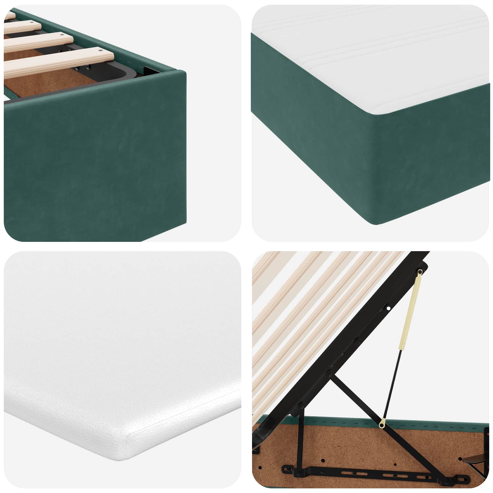 Κρεβάτι με αποθηκευτικό χώρο και στρώμα Σκούρο Πράσινο - Pakobazaar