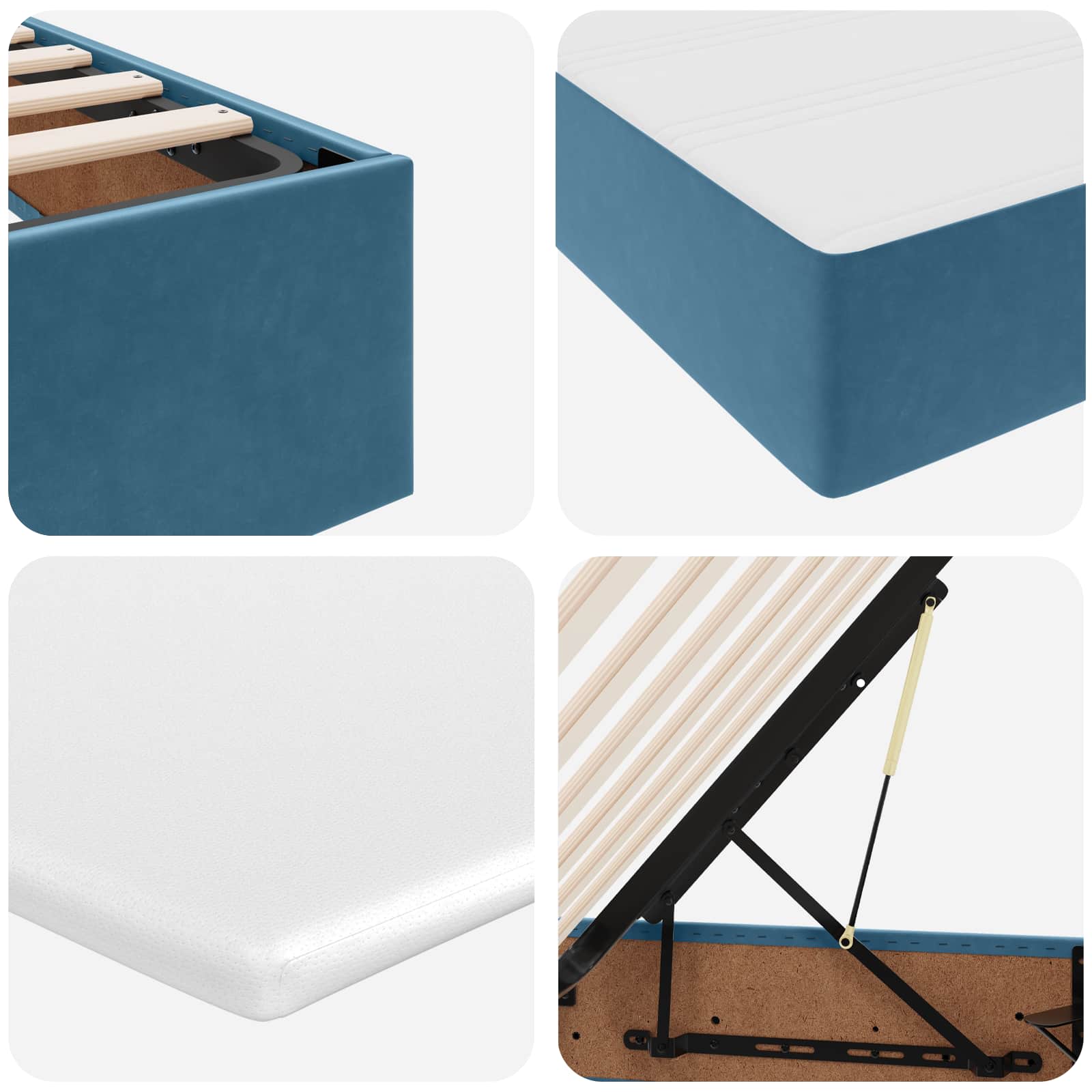 Κρεβάτι με αποθηκευτικό χώρο και στρώμα με στρώμα Σκούρο Μπλε - Pakobazaar