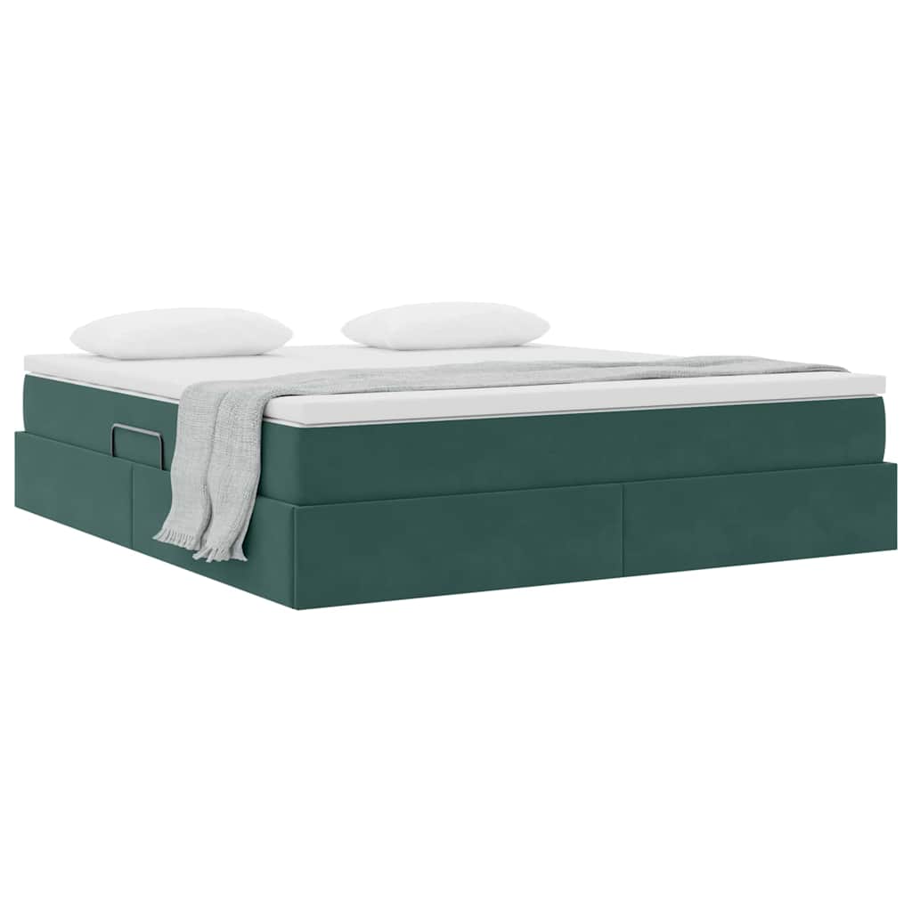 Κρεβάτι με αποθηκευτικό χώρο και στρώμα Σκούρο Πράσινο - Pakobazaar