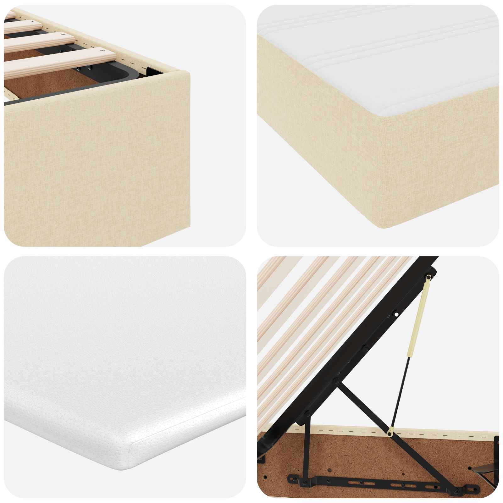 Κρεβάτι με αποθηκευτικό χώρο και στρώμα Κρεμ 180 x 200 cm