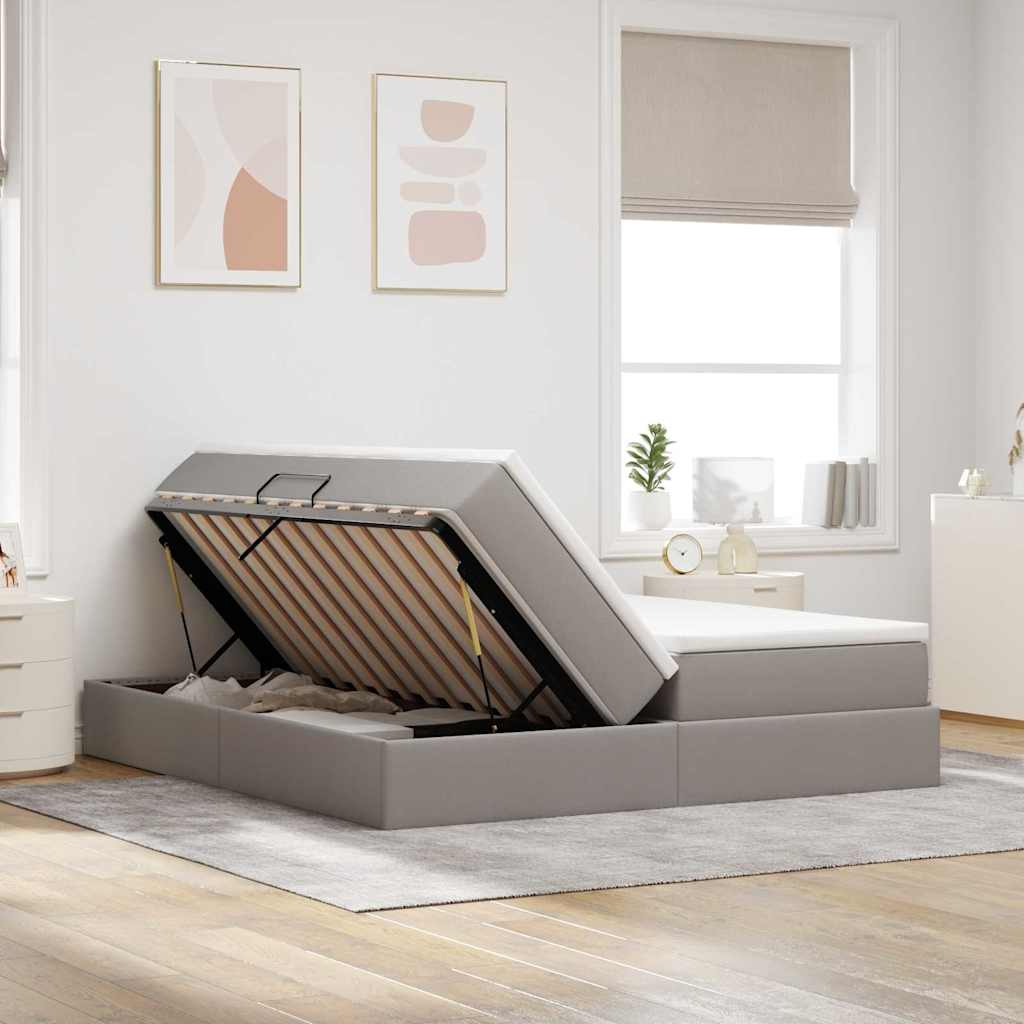 Κρεβάτι με αποθηκευτικό χώρο και στρώμα Taupe 200 x 200 cm