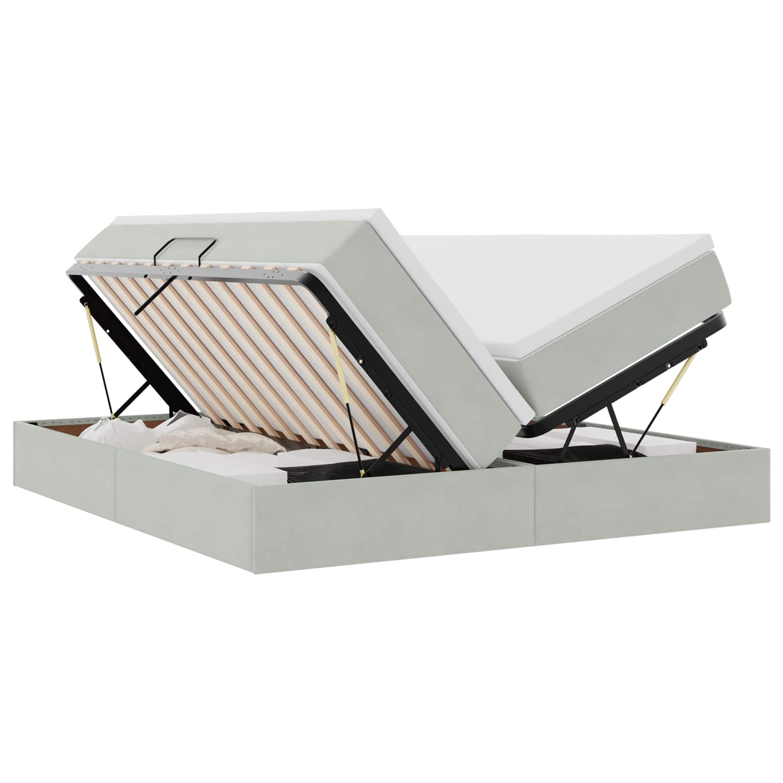 Κρεβάτι με αποθηκευτικό χώρο και στρώμα 200 x 200 cm Βελούδο - Pakobazaar