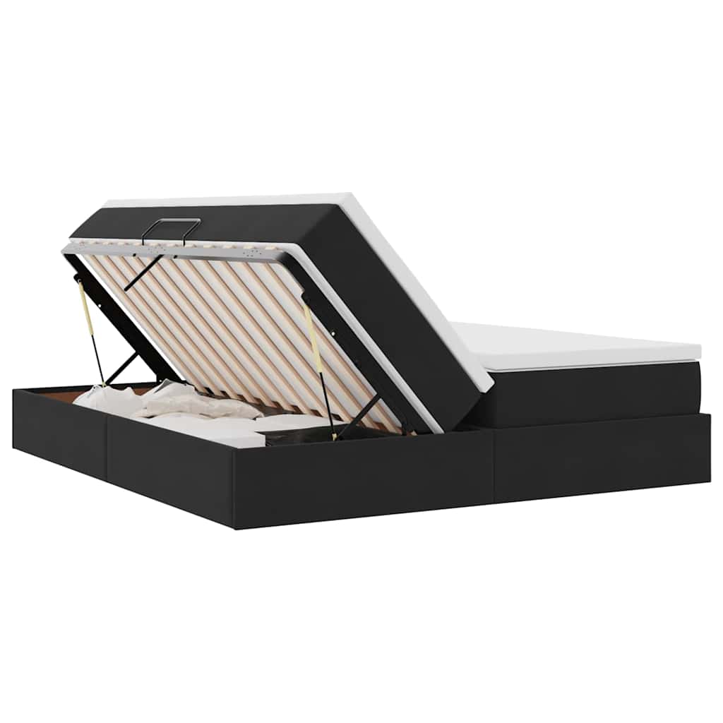 Κρεβάτι με αποθηκευτικό χώρο και στρώμα Μαύρο 200 x 200 cm