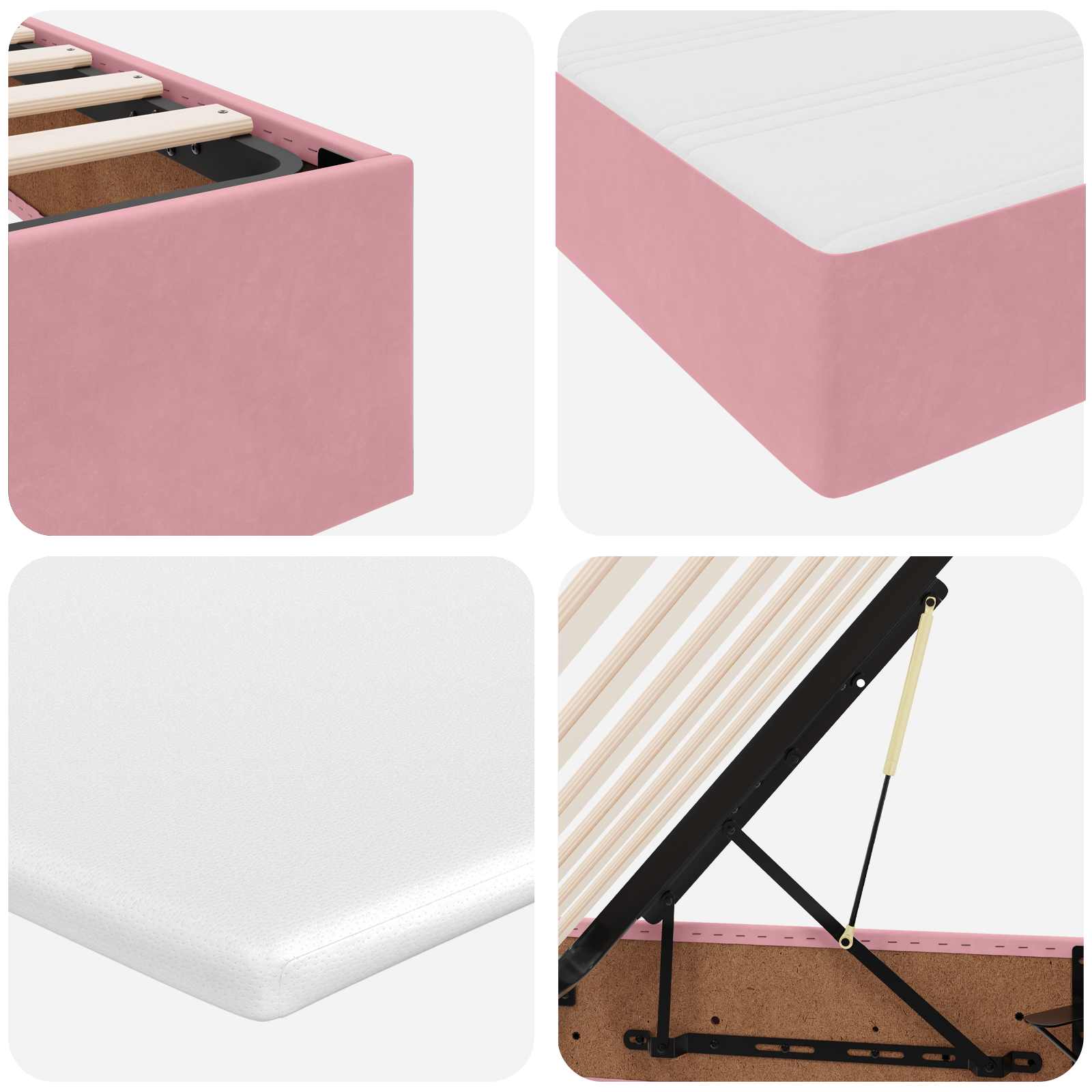 Κρεβάτι με αποθηκευτικό χώρο και στρώμα Ροζ 200 x 200 cm - Pakobazaar