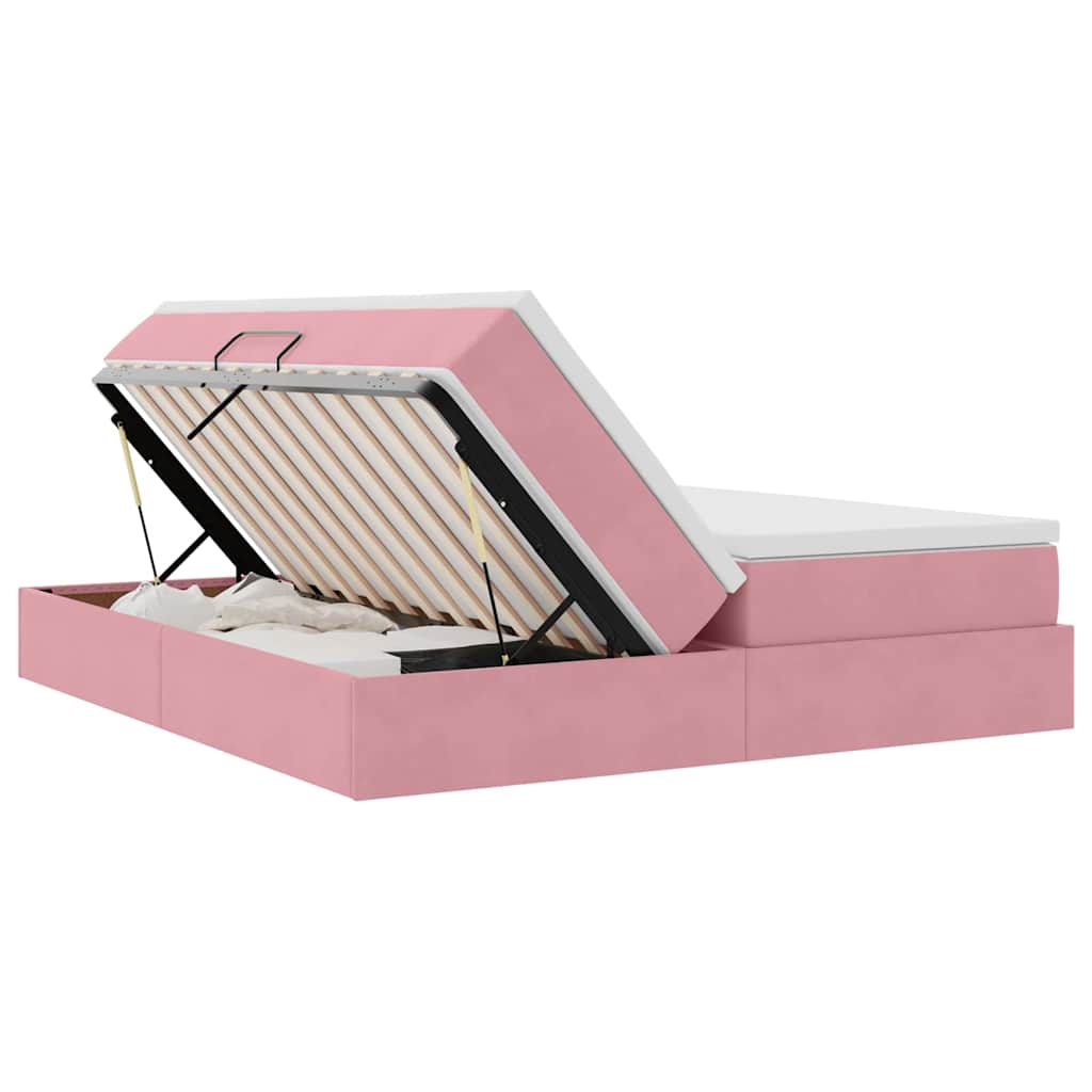 Κρεβάτι με αποθηκευτικό χώρο και στρώμα Ροζ 200 x 200 cm - Pakobazaar