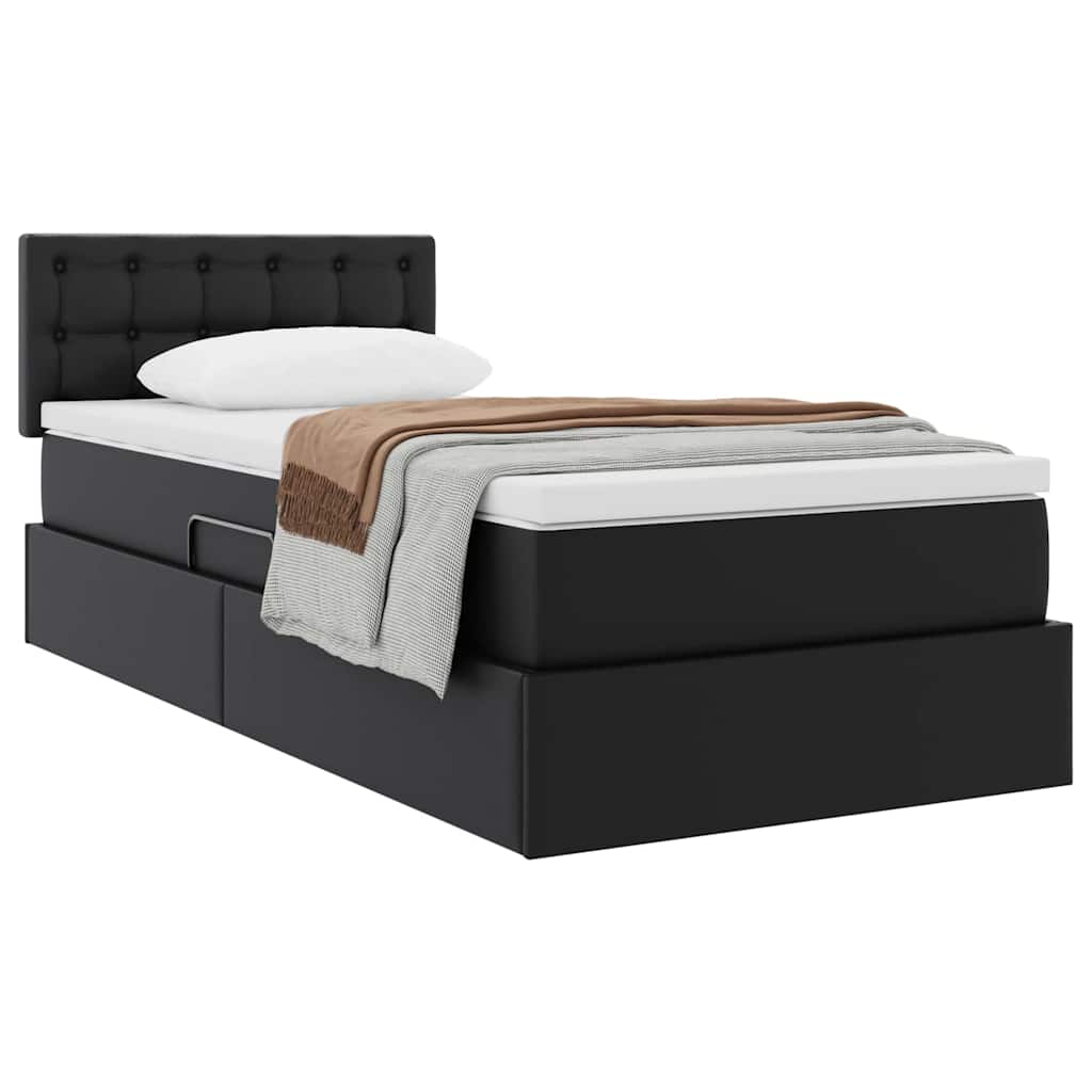 Κρεβάτι με αποθηκευτικό χώρο και στρώμα Μαύρο 90 x 200 cm