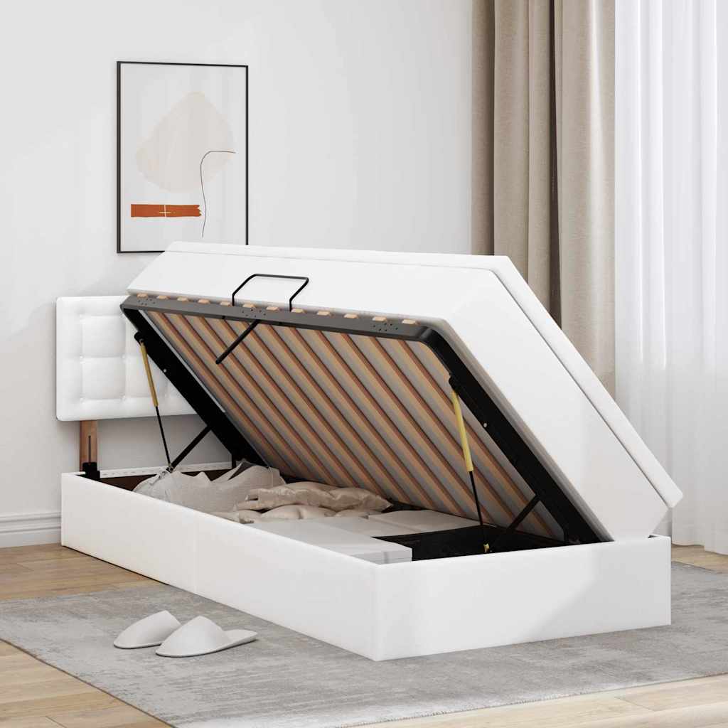 Κρεβάτι με αποθηκευτικό χώρο και στρώμα με στρώμα Καθαρό Λευκό - Pakobazaar