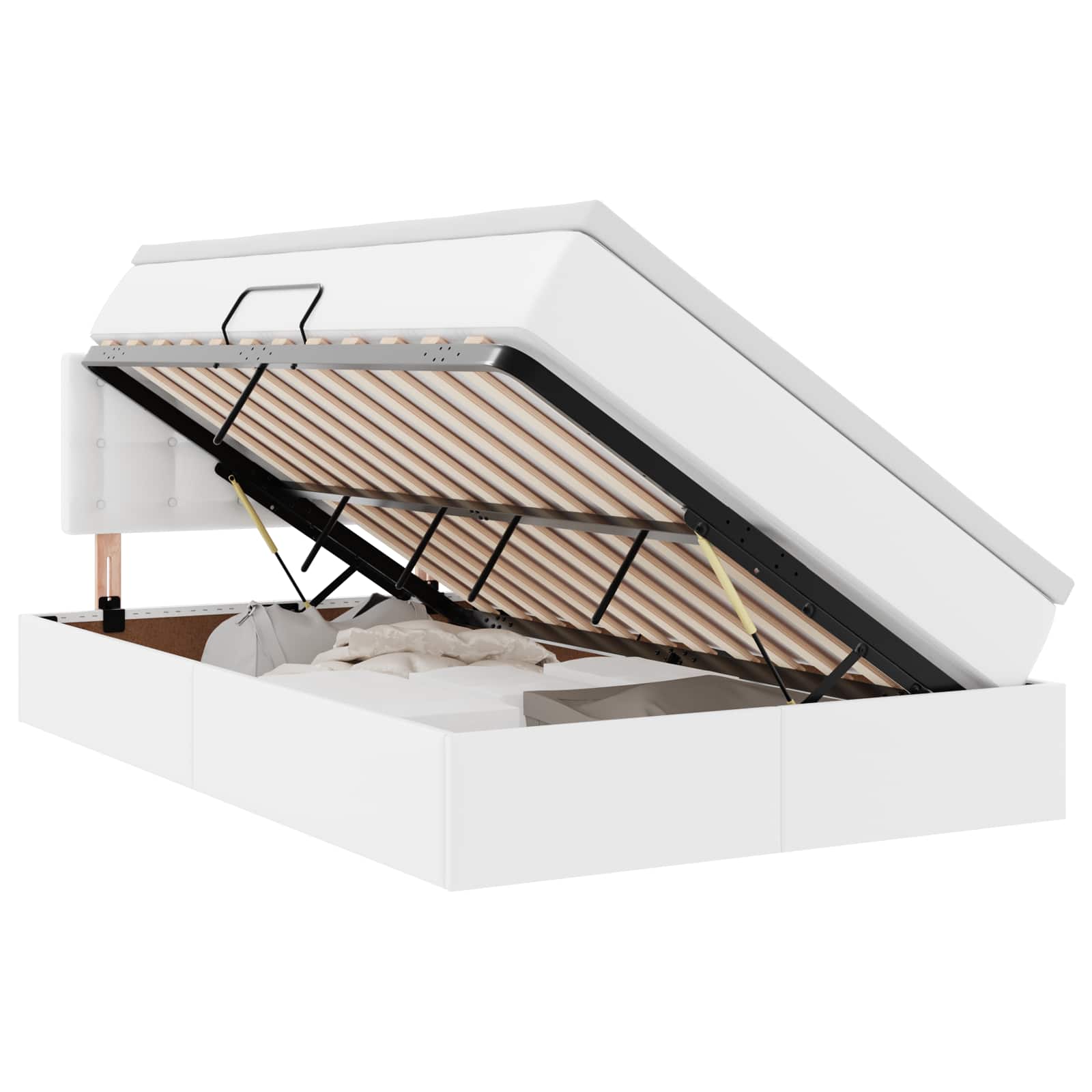 Κρεβάτι με αποθηκευτικό χώρο και στρώμα με στρώμα Καθαρό Λευκό - Pakobazaar