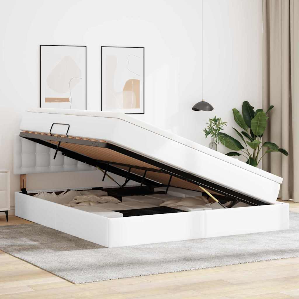 Κρεβάτι με αποθηκευτικό χώρο και στρώμα με στρώμα Καθαρό Λευκό