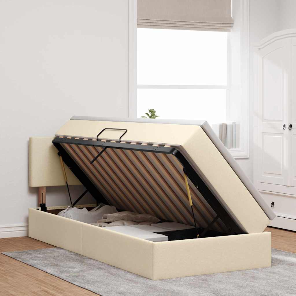 Κρεβάτι με αποθηκευτικό χώρο και στρώμα Κρέμ 90 x 190 cm - Pakobazaar