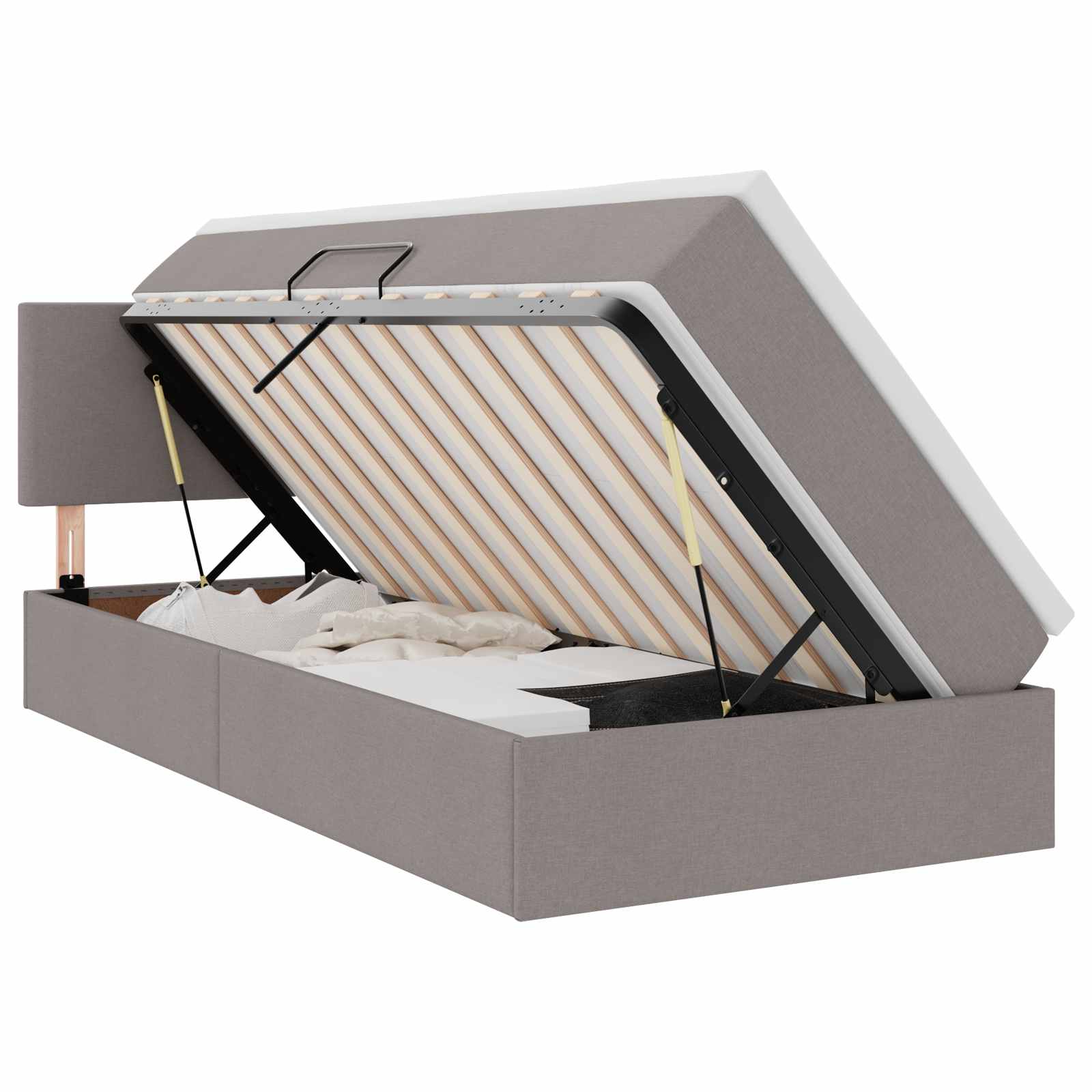 Κρεβάτι με αποθηκευτικό χώρο και στρώμα Taupe 90 x 200 cm - Pakobazaar