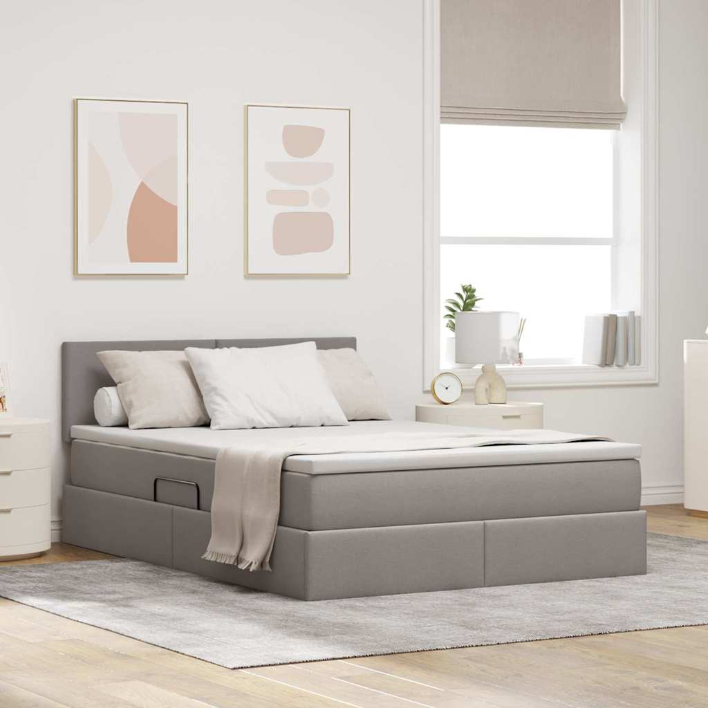 Κρεβάτι με αποθηκευτικό χώρο και στρώμα Taupe 140 x 190 cm - Pakobazaar