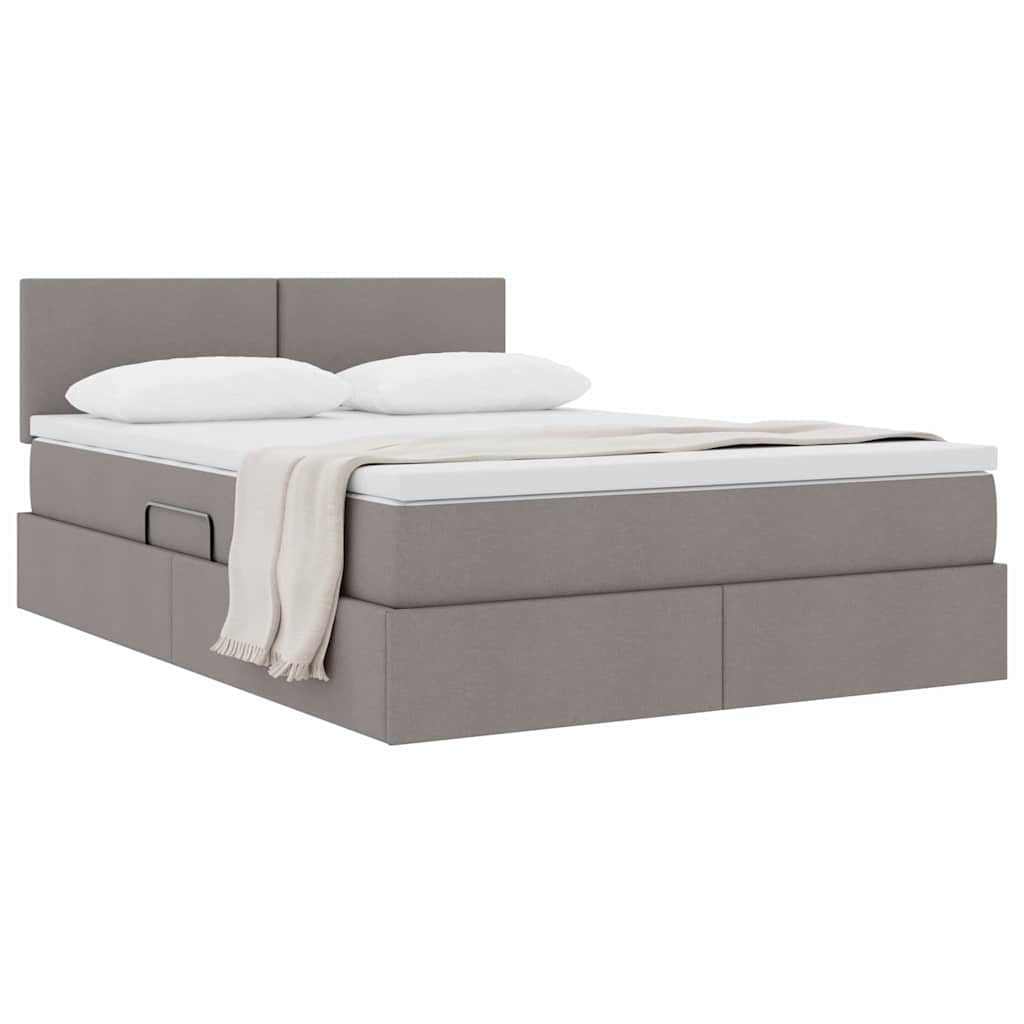 Κρεβάτι με αποθηκευτικό χώρο και στρώμα Taupe 140 x 190 cm - Pakobazaar