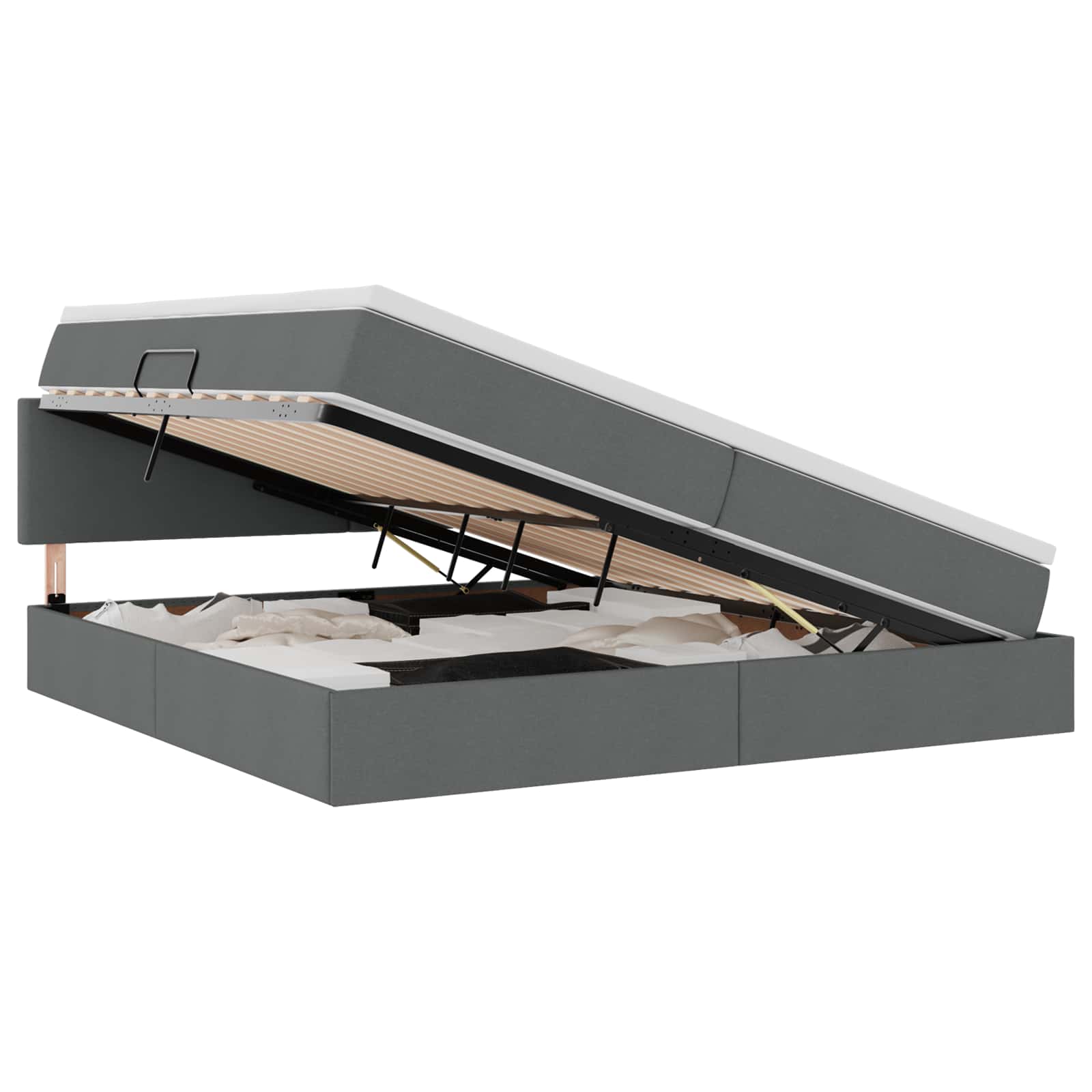 Κρεβάτι με αποθηκευτικό χώρο και στρώμα με στρώμα Σκούρο Γκρι