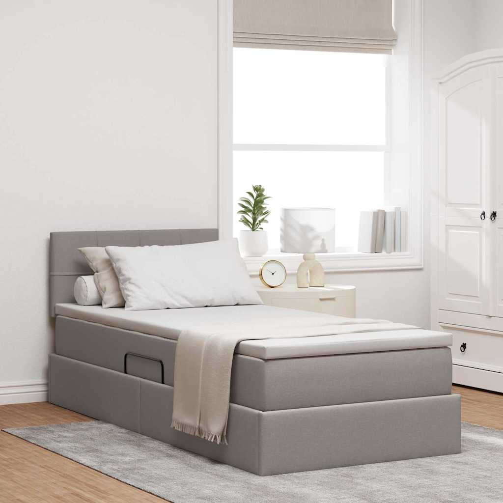 Κρεβάτι με αποθηκευτικό χώρο και στρώμα Taupe 90 x 190 cm - Pakobazaar