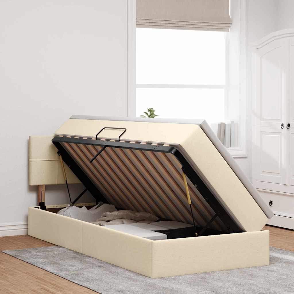 Κρεβάτι με αποθηκευτικό χώρο και στρώμα Κρέμ 90 x 190 cm - Pakobazaar