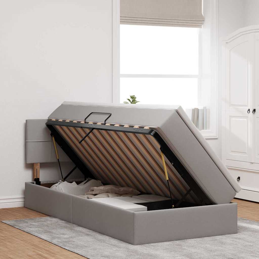 Κρεβάτι με αποθηκευτικό χώρο και στρώμα Taupe 90 x 200 cm