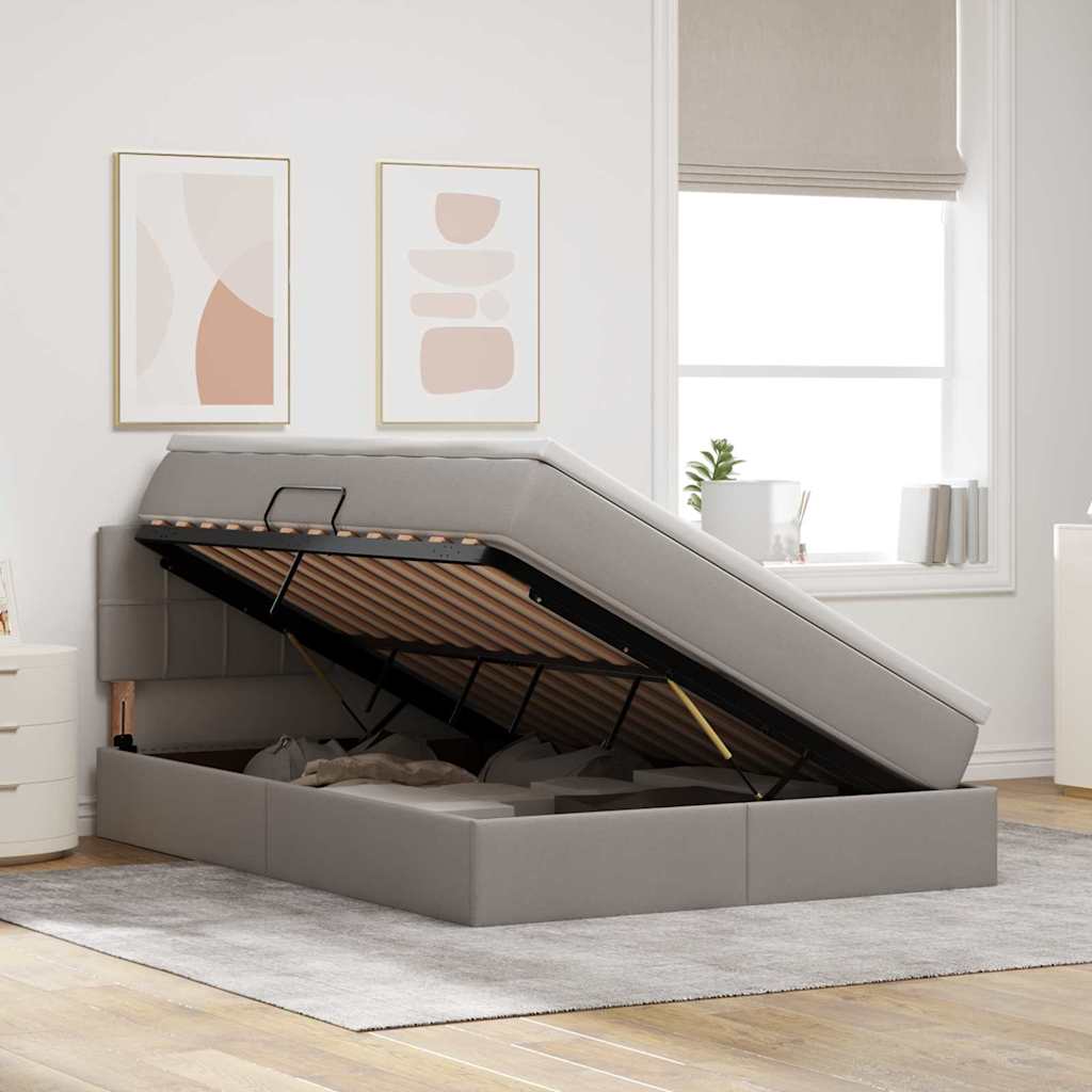 Κρεβάτι με αποθηκευτικό χώρο και στρώμα Taupe 120 x 200 cm - Pakobazaar