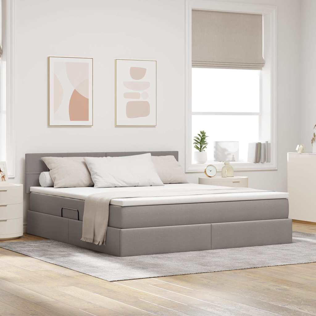 Κρεβάτι με αποθηκευτικό χώρο και στρώμα Taupe 180 x 200 cm - Pakobazaar