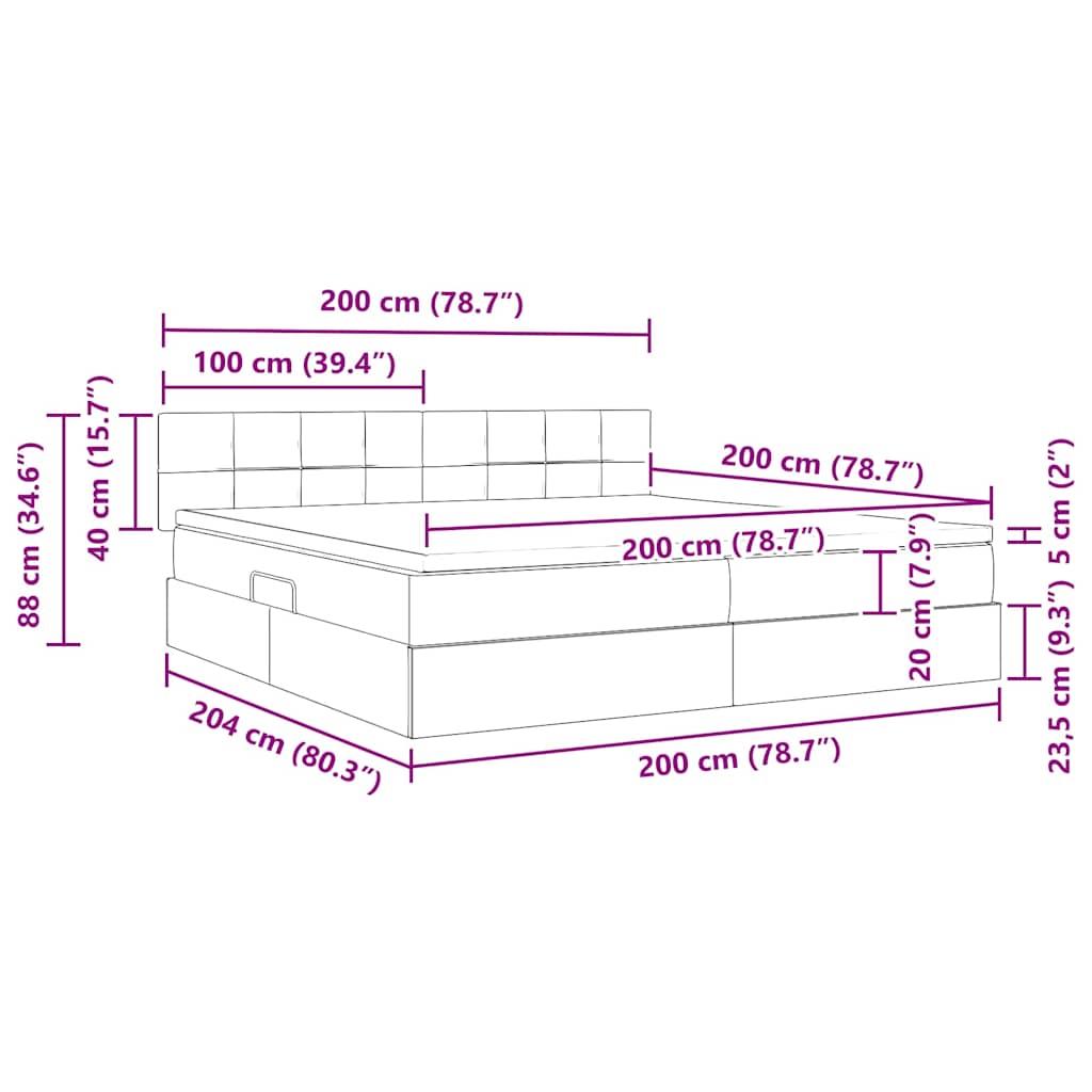 Κρεβάτι με αποθηκευτικό χώρο και στρώμα Taupe 200 x 200 cm