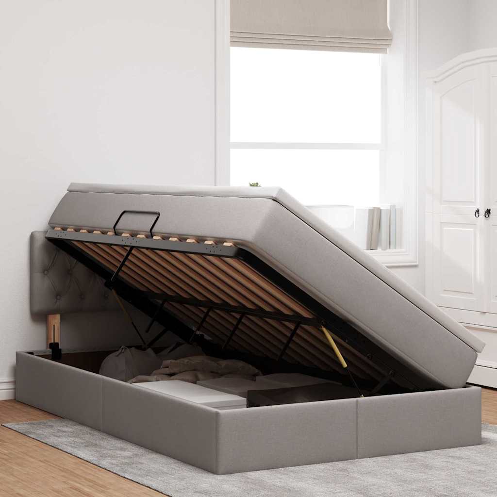 Κρεβάτι με αποθηκευτικό χώρο και στρώμα Taupe 120 x 200 cm