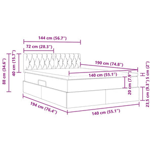 Κρεβάτι με αποθηκευτικό χώρο και στρώμα Taupe 140 x 190 cm